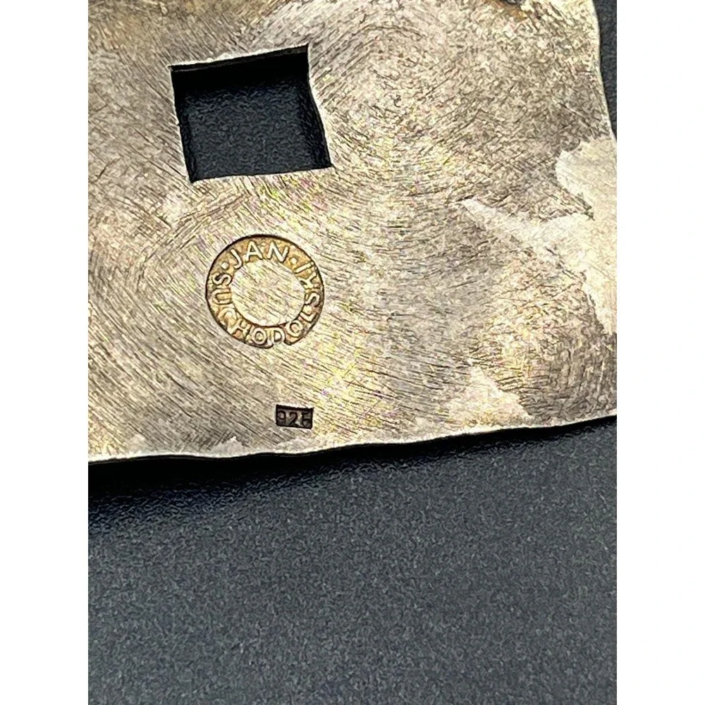 Jan Suchodolski Polish Vintage Sterling Modernist Brutalist Square Cutout Brooch